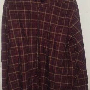 Wrangler Men's Casual Button Down Shirt - Burgundy Plaid, White. 3 Shirts